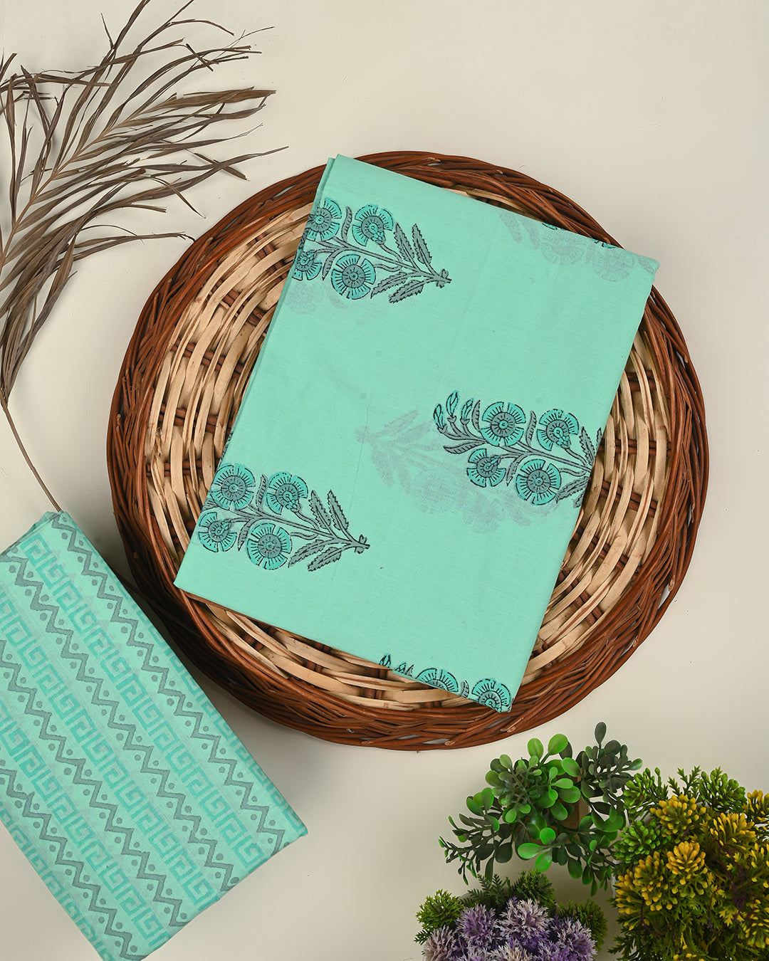 Premium Sanganeri Printed Cotton Suit Top And Bottom Set BSTB03