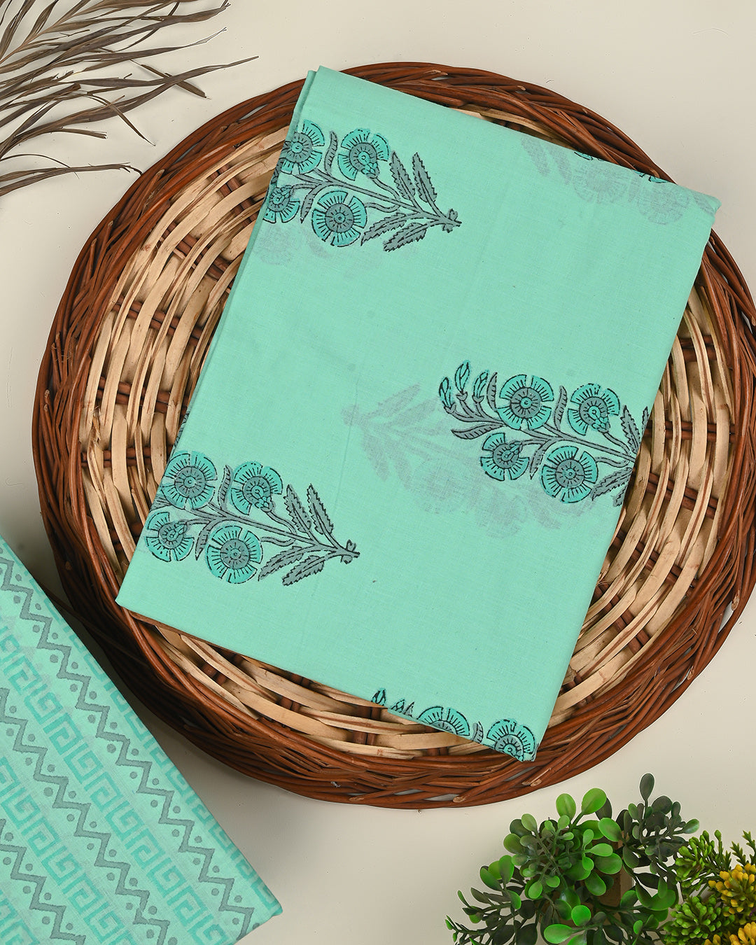 Premium Sanganeri Printed Cotton Suit Top And Bottom Set BSTB03