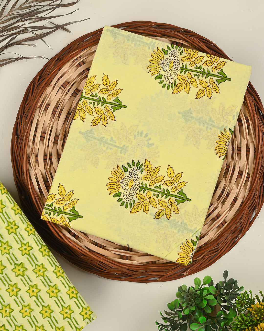 Traditional Sanganeri Printed Cotton Suit Top And Bottom Set BSTB52