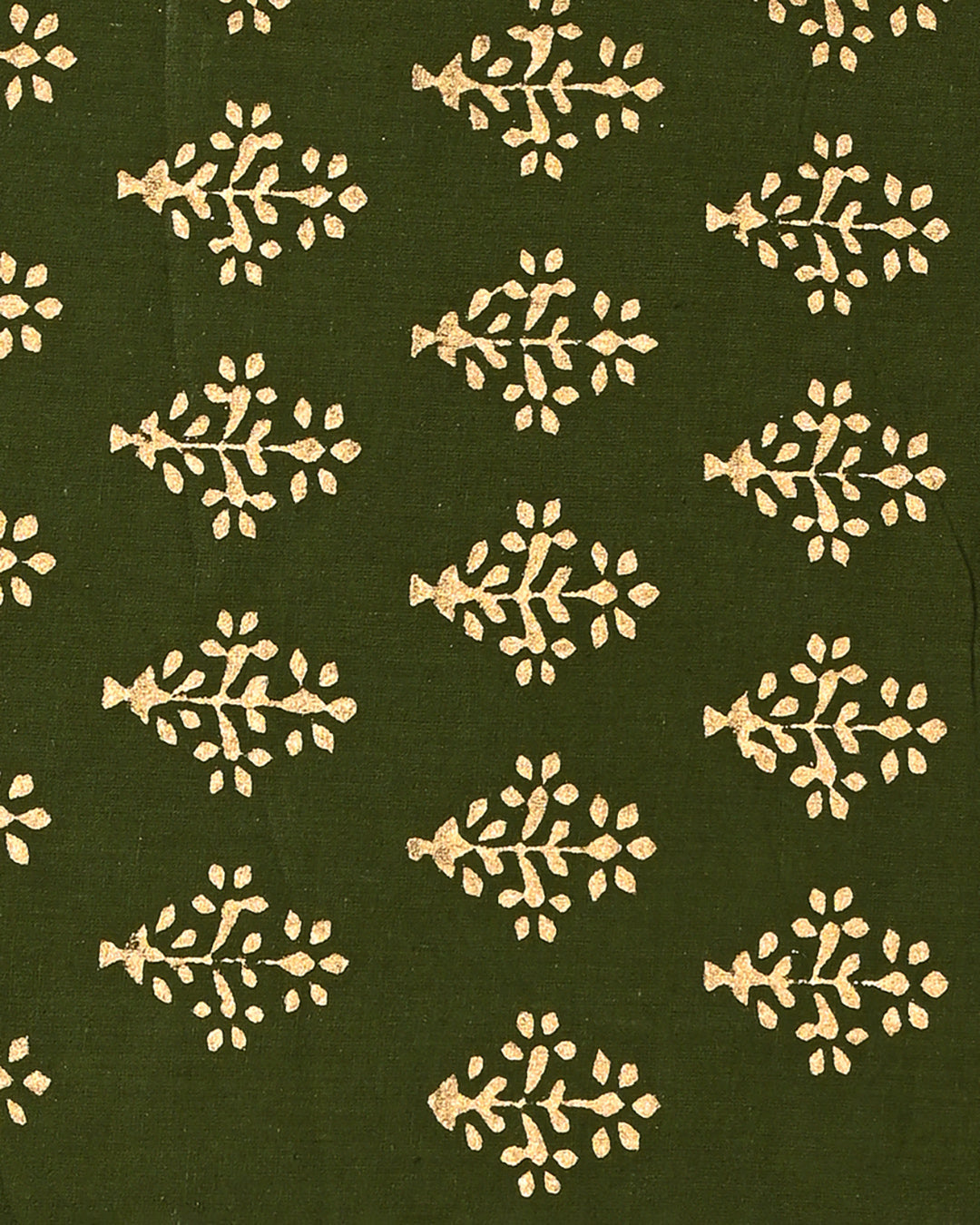 Adorable Green Golden Print Hand Block Printed Cotton Suit With Cotton Dupatta CFCOTMU52