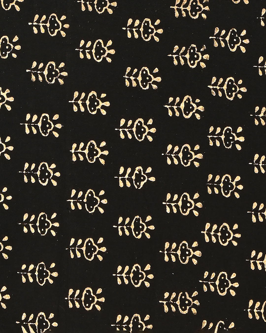 Elegant Black Golden Print Cotton Suit Sets With Cotton Dupatta CFCOTMU80