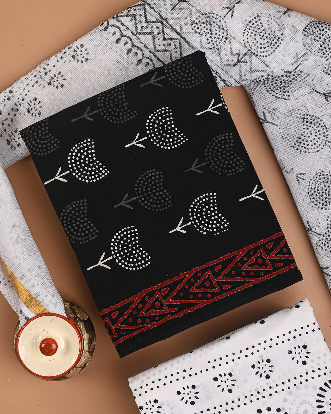 Exclusive Black and White Cotton Suit With Kota Doria Dupatta CFCOTKO45