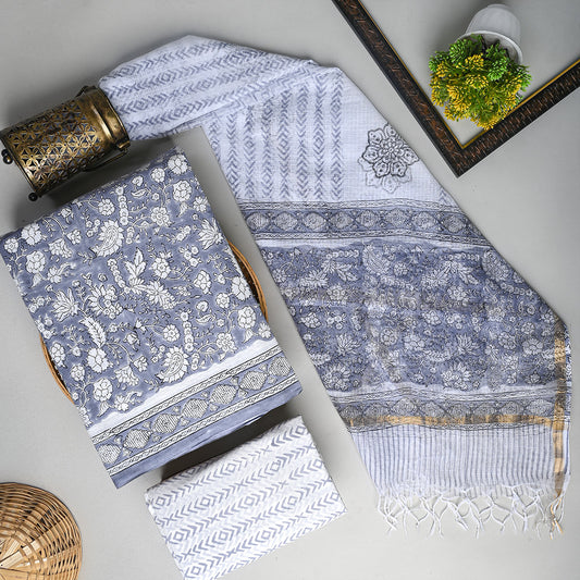 Exclusive Hand Block Print Cotton Suit With Kota Dupatta CFCOTKO35