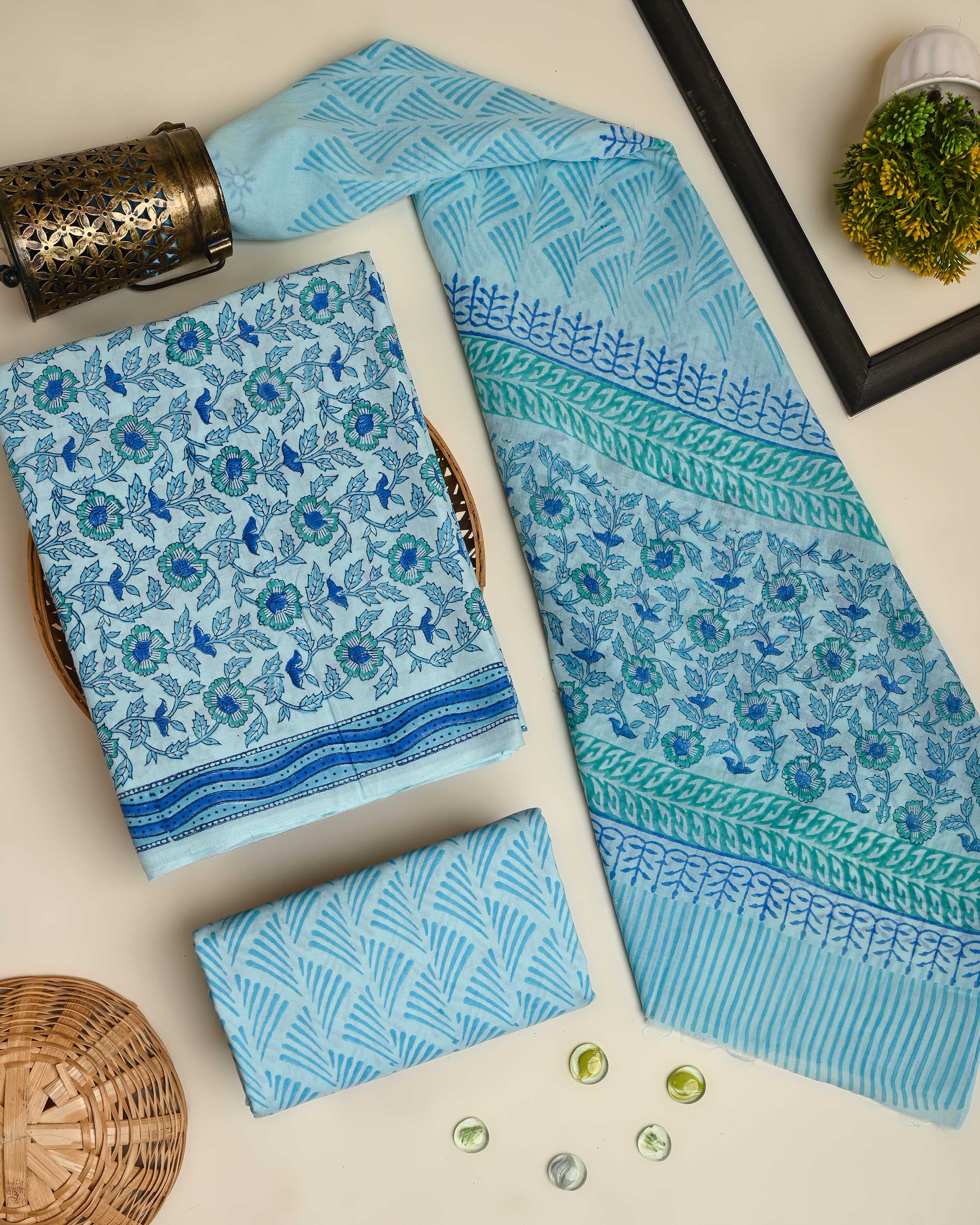Pure Mul Cotton Hand Block Sanganeri Print Fabric 07 main image 1