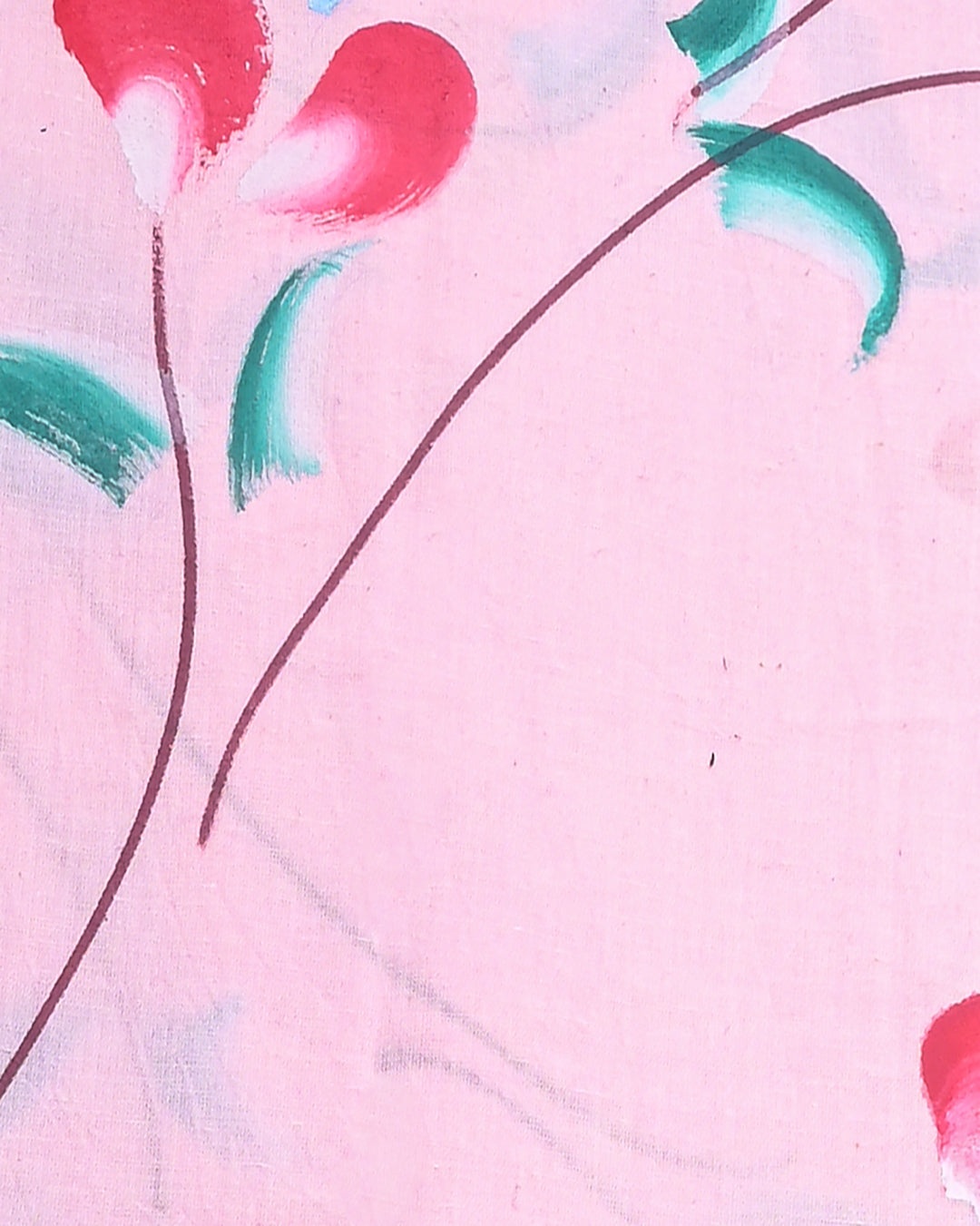 Exclusive Pink Floral Hand Painted Cotton Suit With Organza Dupatta CFCOD10
