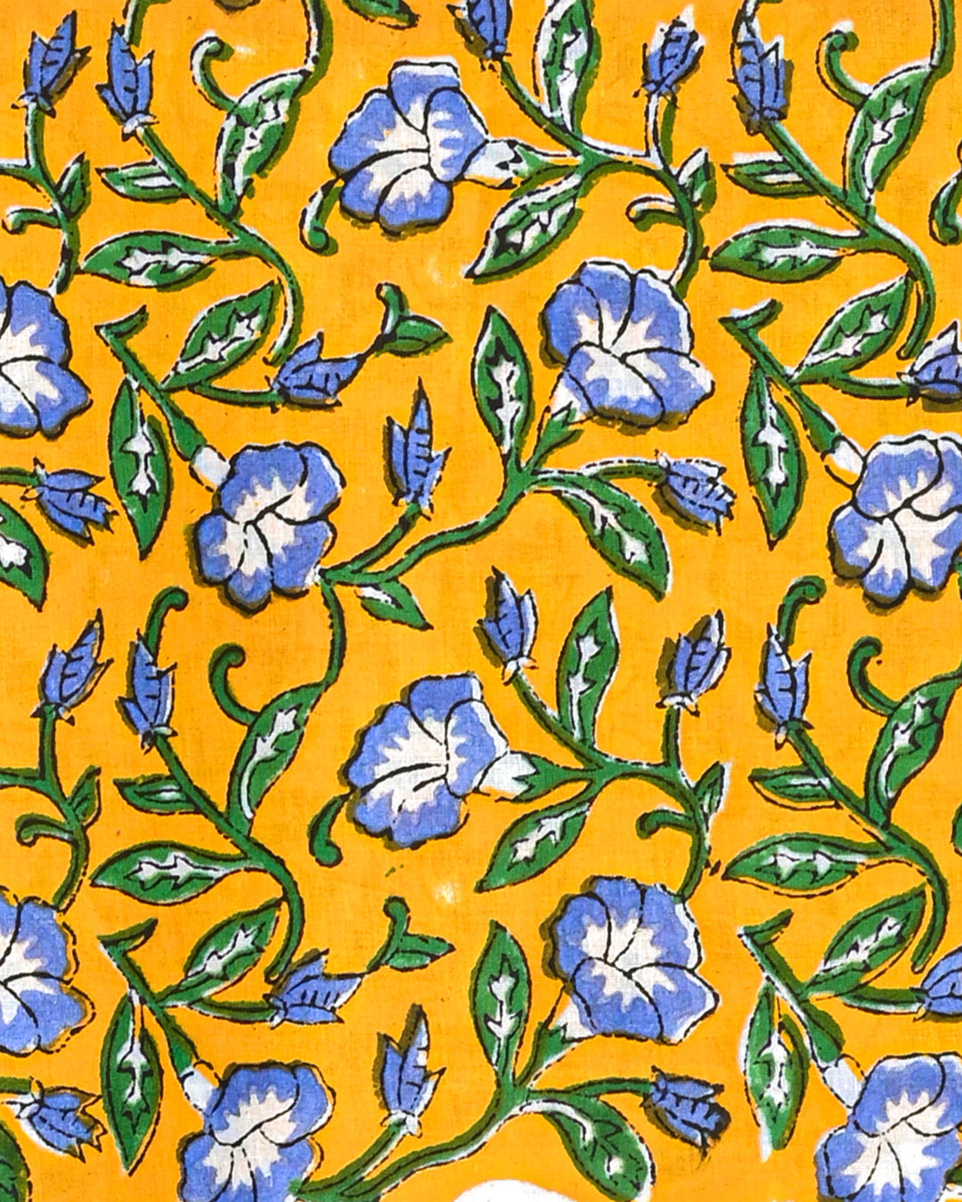 New Yellow and Blue Floral Sanganeri Hand Block Print Cotton Suit Sets With Cotton Dupatta CFCOTMU77