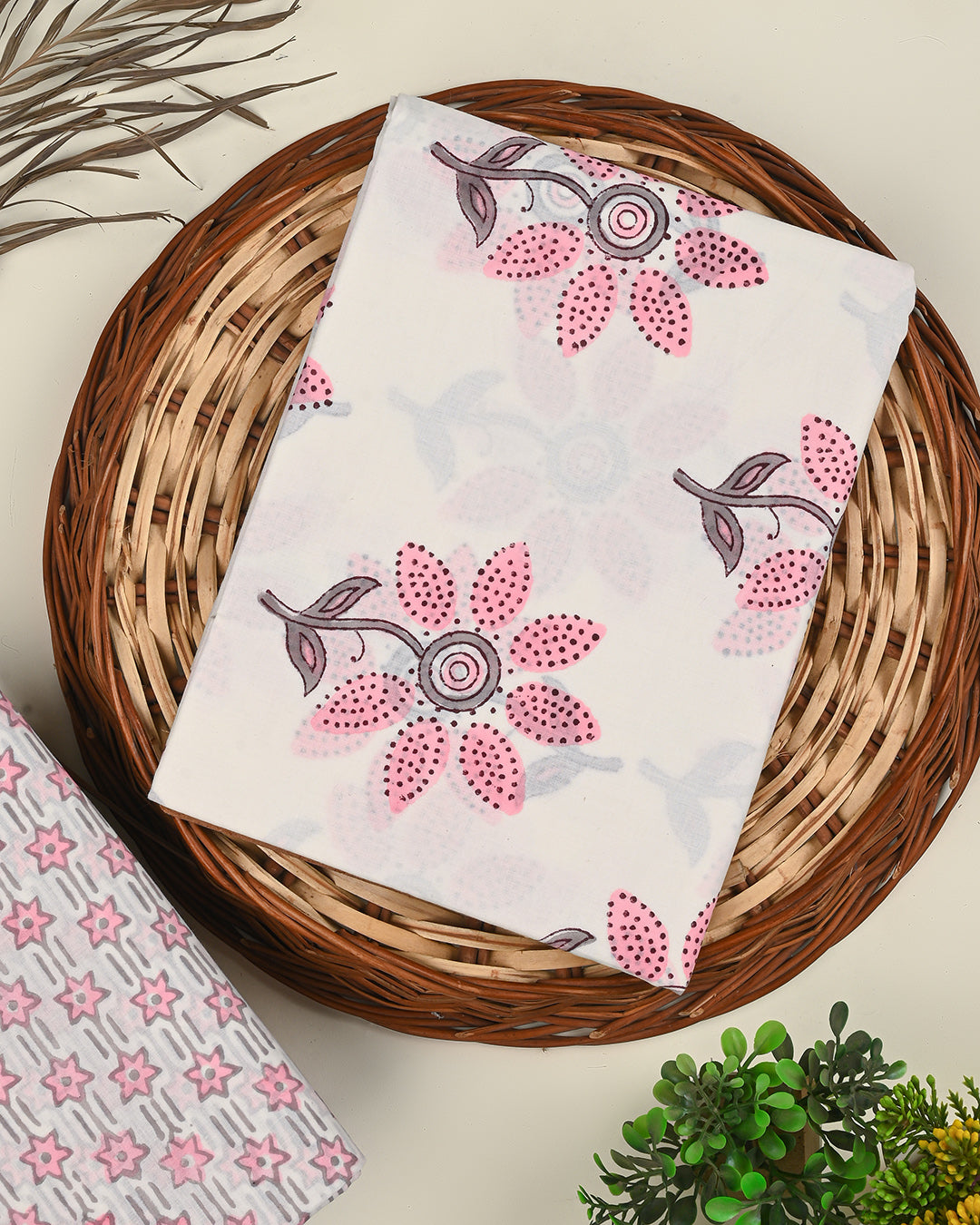 Traditional Sanganeri Printed Cotton Suit Top And Bottom Set BSTB11