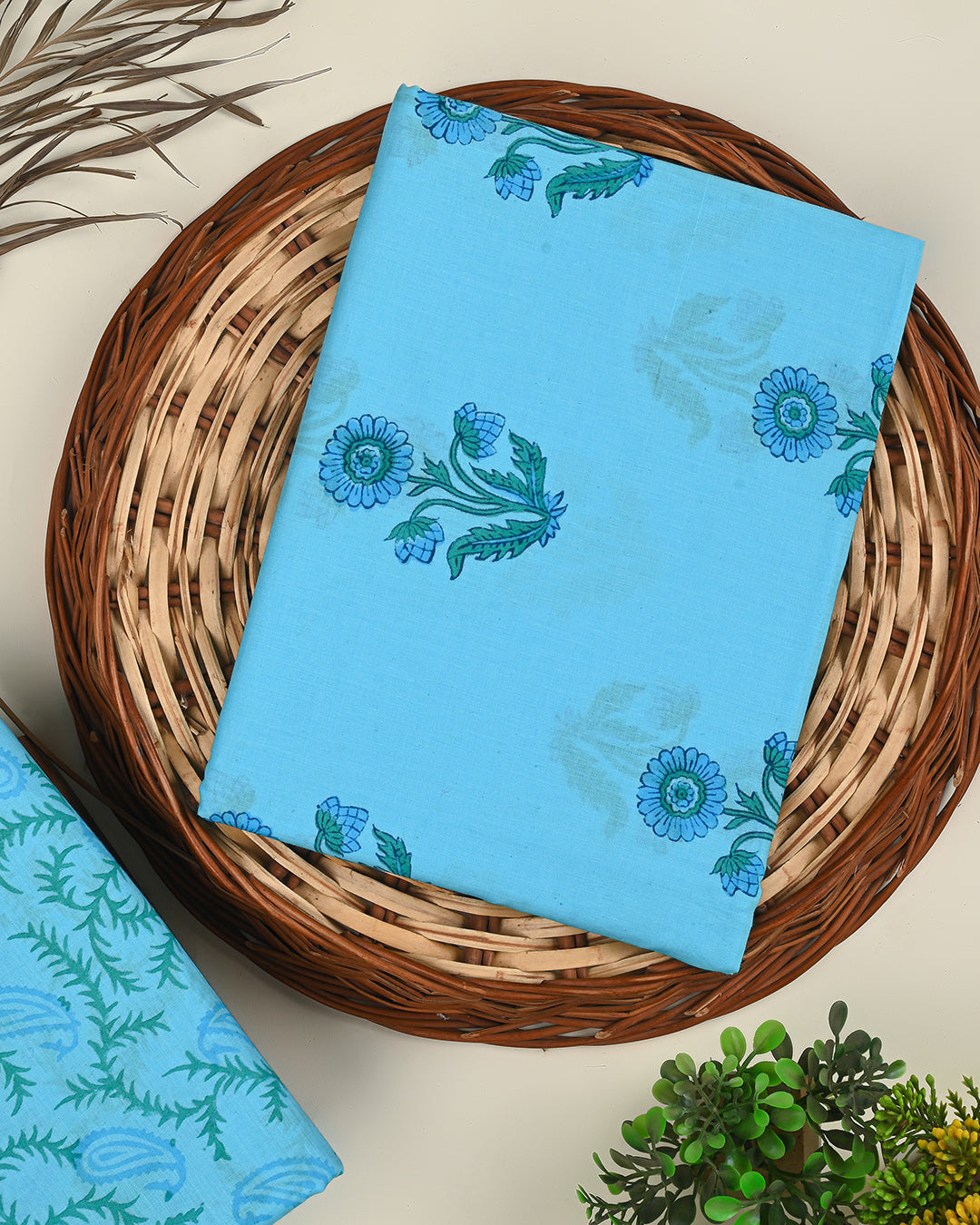 Premium Sanganeri Printed Cotton Suit Top And Bottom Set BSTB73
