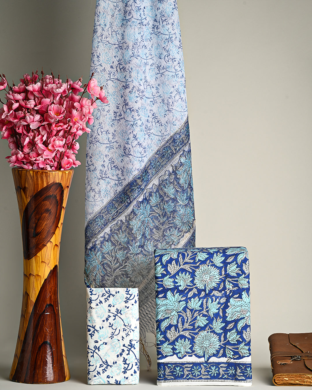 Exclusive Blue Hand Block Print Cotton Suit With Kota Dupatta(BSCOTKO02)