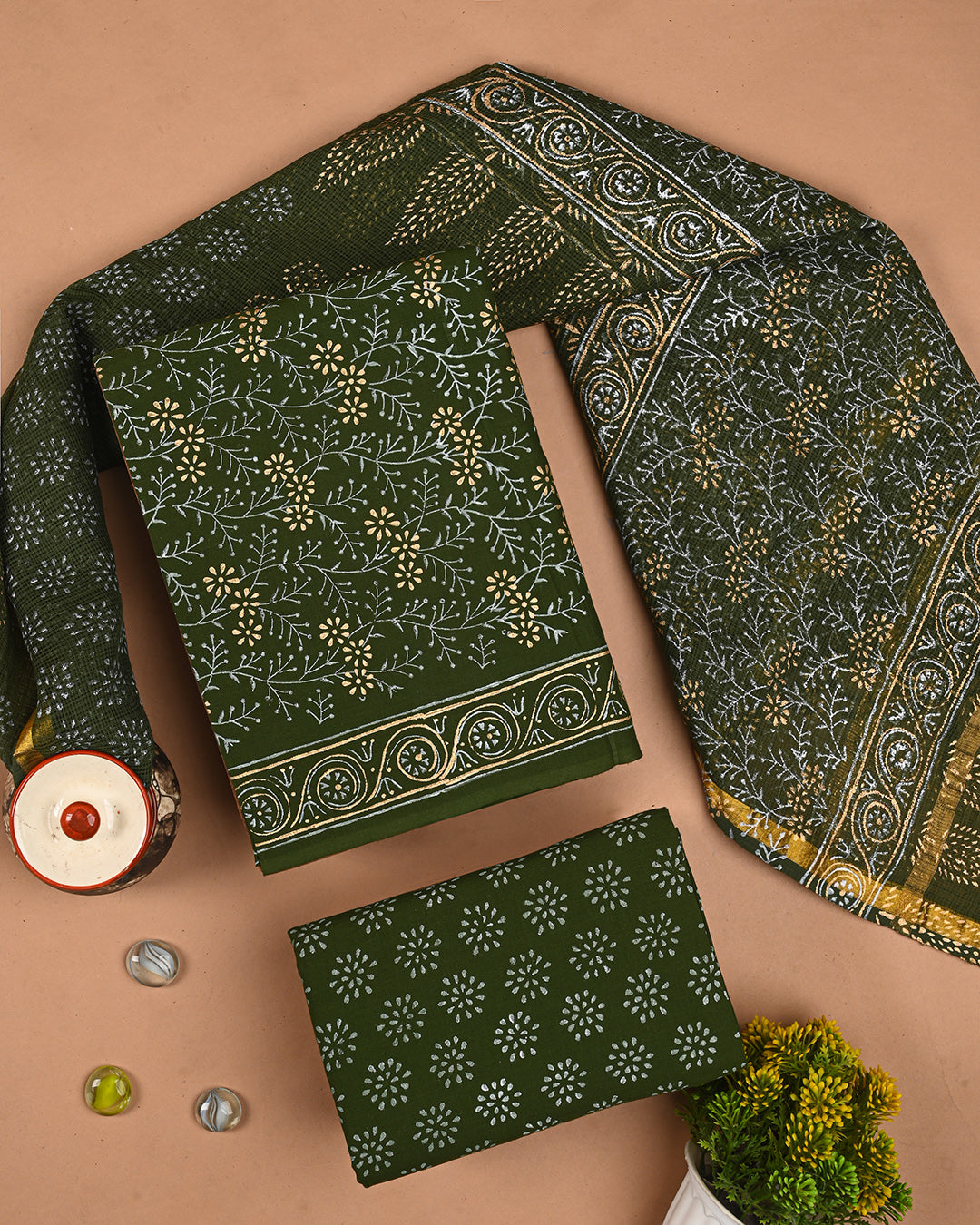 New Traditional Hand Block Print Cotton Sets With Kota Dupatta CFCOTKO69