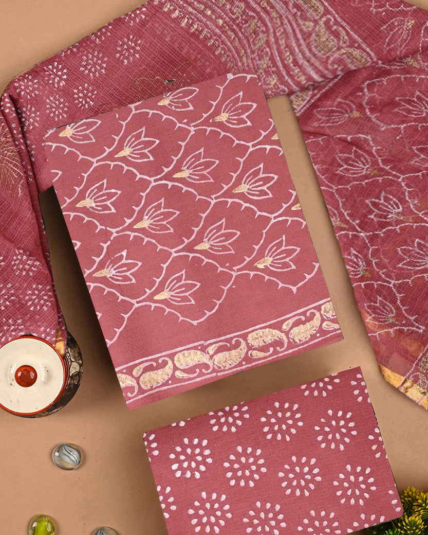 Traditional Hand Block Print Cotton Sets With Kota Dupatta CFCOTKO55