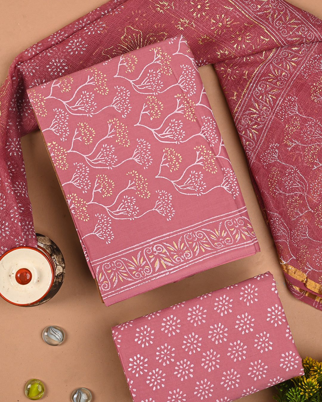 Traditional Hand Block Print Cotton Sets With Kota Dupatta CFCOTKO55