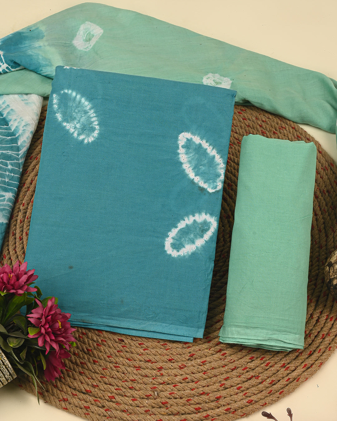 New Discharge Print Cotton Suit Sets With Cotton Dupatta CFCOTMU18