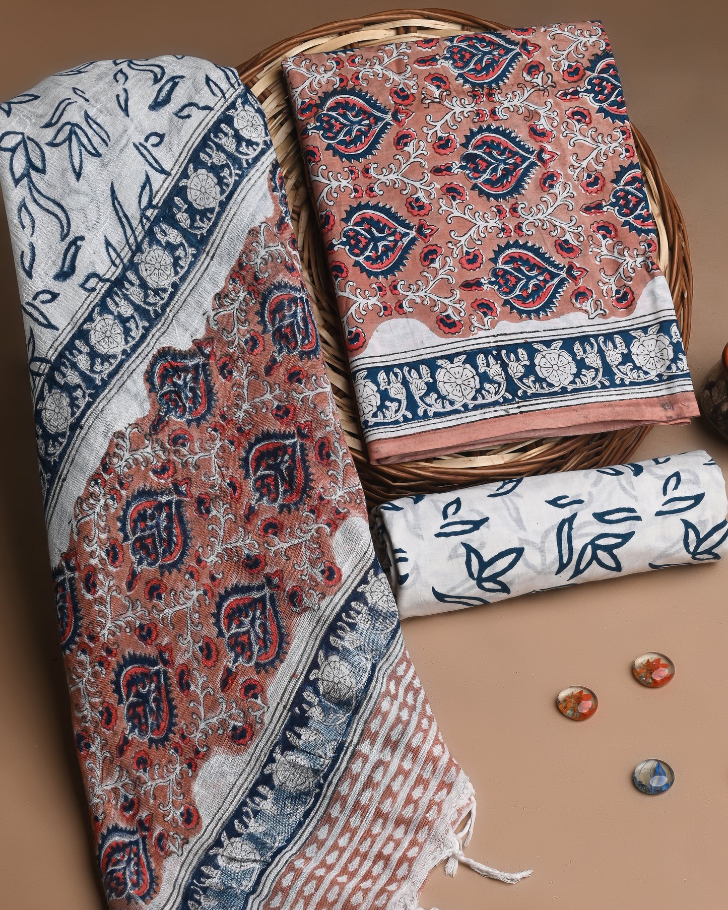 Premium Sanganeri Printed Cotton Suit With Lilen Dupatta CFLID17