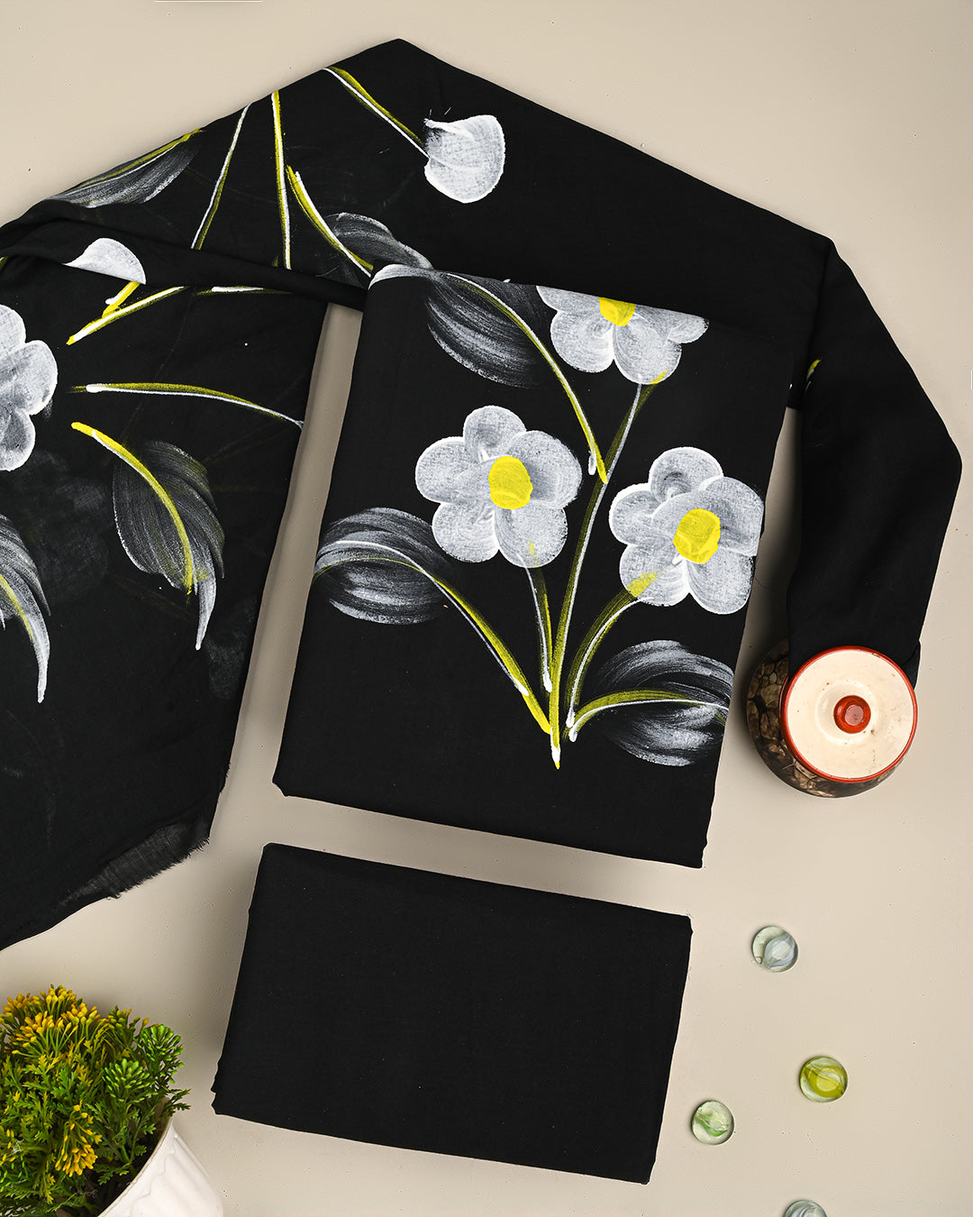 New Hand Painted Cotton Suit Sets With Cotton Dupatta CFCOTMU19