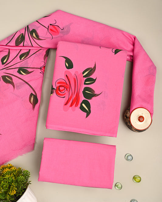 New Hand Painted Cotton Suit Sets With Cotton Dupatta CFCOTMU78