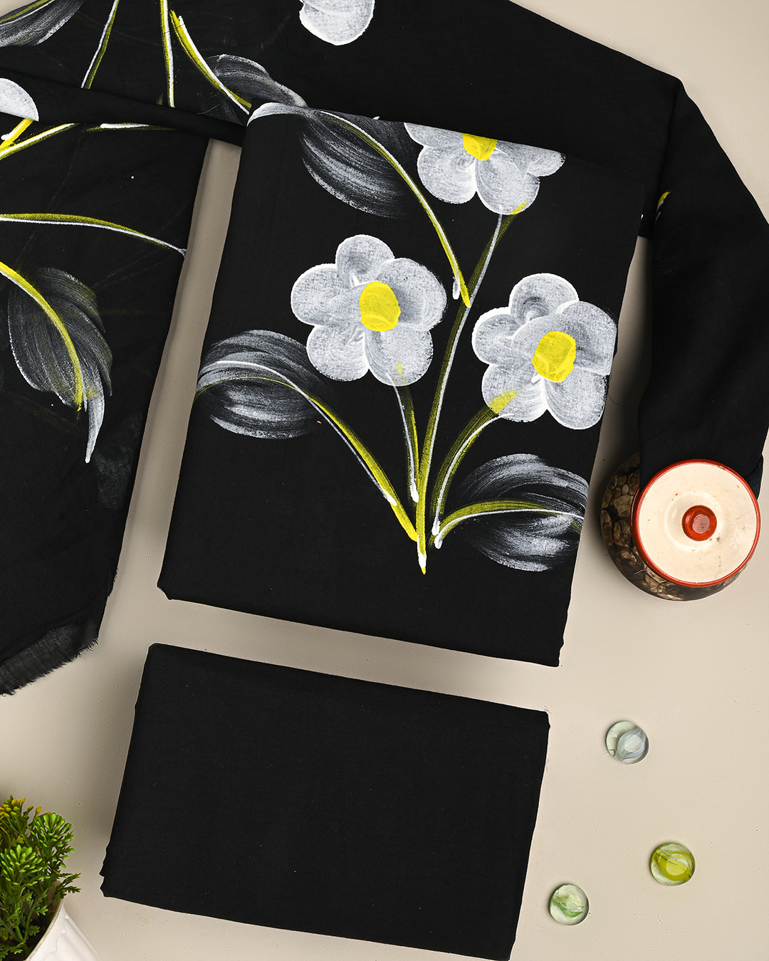 New Hand Painted Cotton Suit Sets With Cotton Dupatta CFCOTMU19