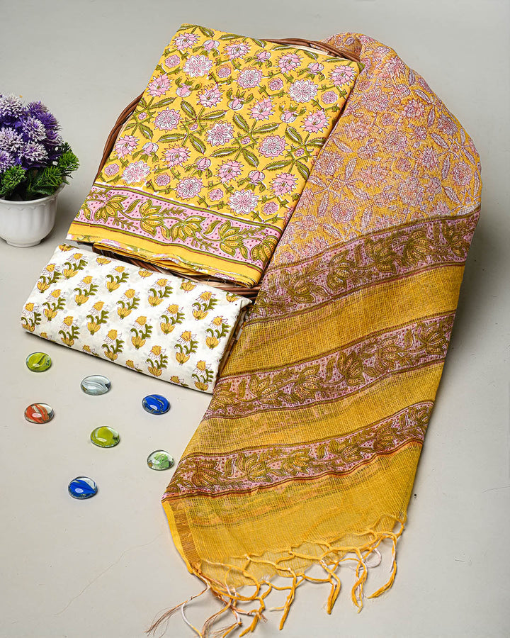 New Exclusive Hand Painted Cotton Suit With Kota Doria Dupatta CFCOTKO53