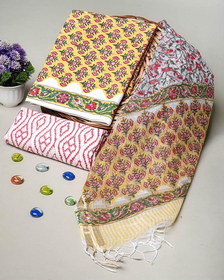 New Exclusive Hand Painted Cotton Suit With Kota Doria Dupatta CFCOTKO52