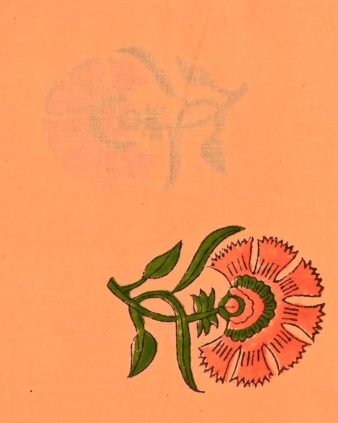 Premium Orange Hand Painted Rapid Printed Cotton Suit With Chiffon Dupatta (CFCOTCH38)