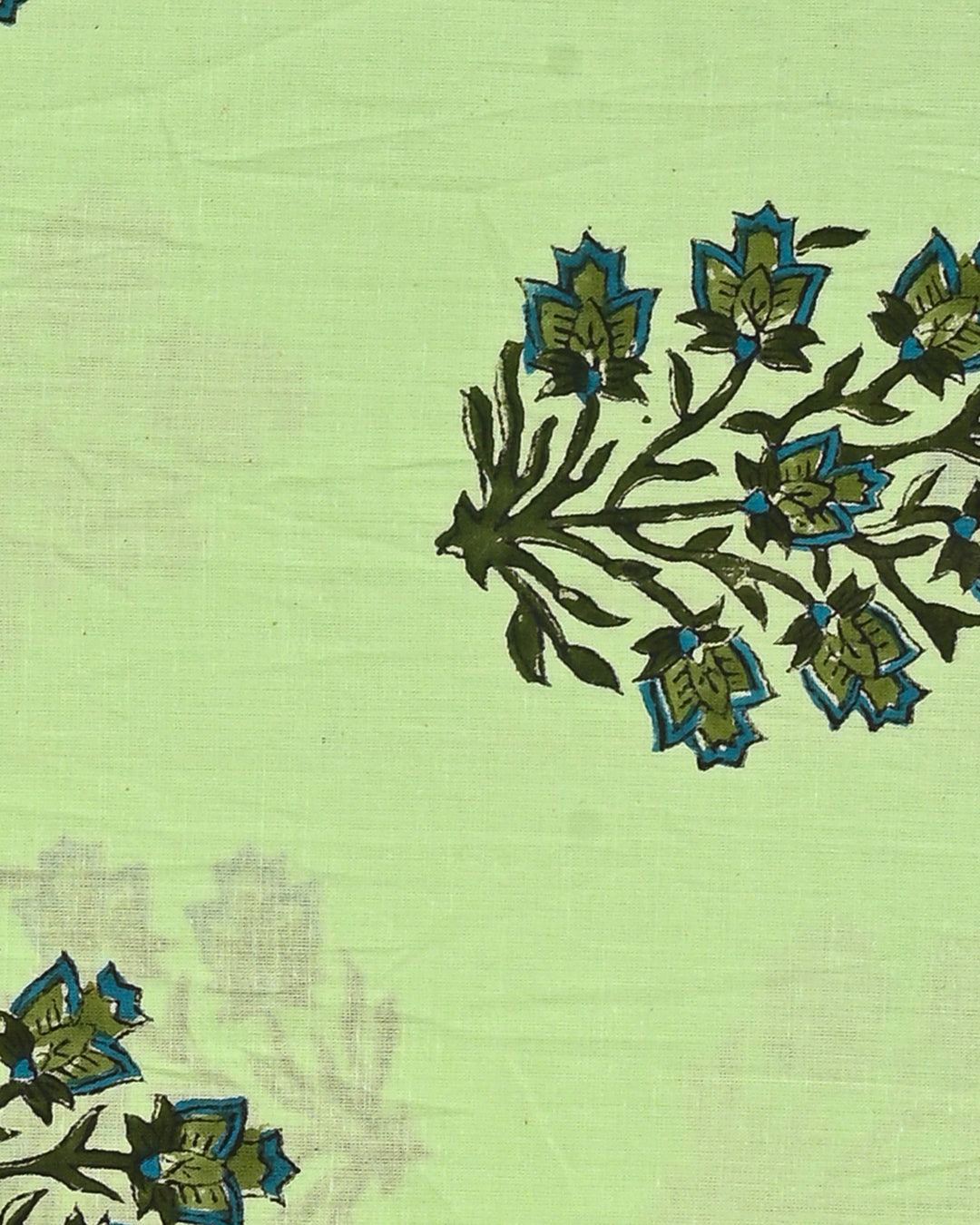 Elegant Green Floral Print Cotton Suit Sets With Cotton Dupatta CFCOTMU24