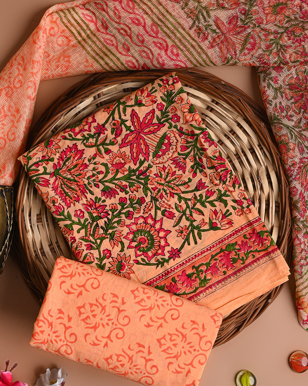 Traditional Hand Block Print Cotton Sets With Kota Dupatta CFCOTKO05