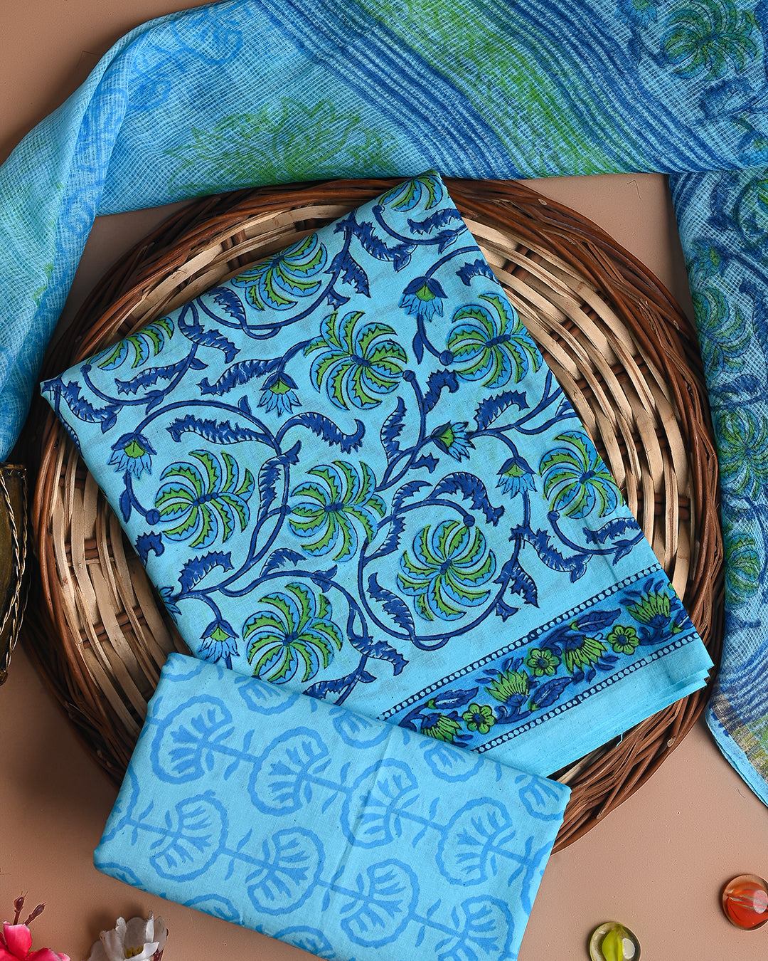 Premium Hand Block Printed Cotton Suit With Kota Doria Dupatta CFCOTKO23