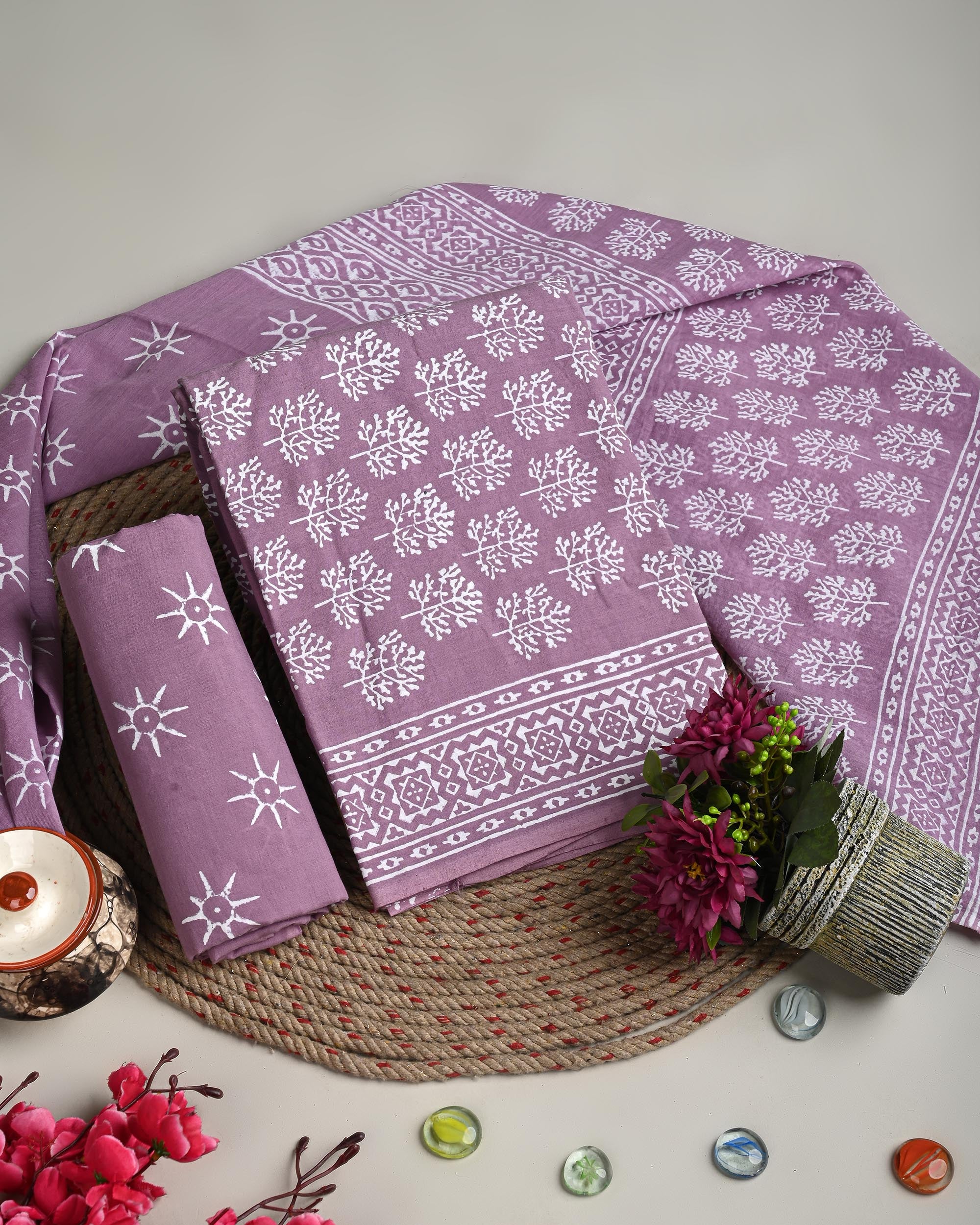White - Sanganeri Hand Block Print Apron with Pocket 41