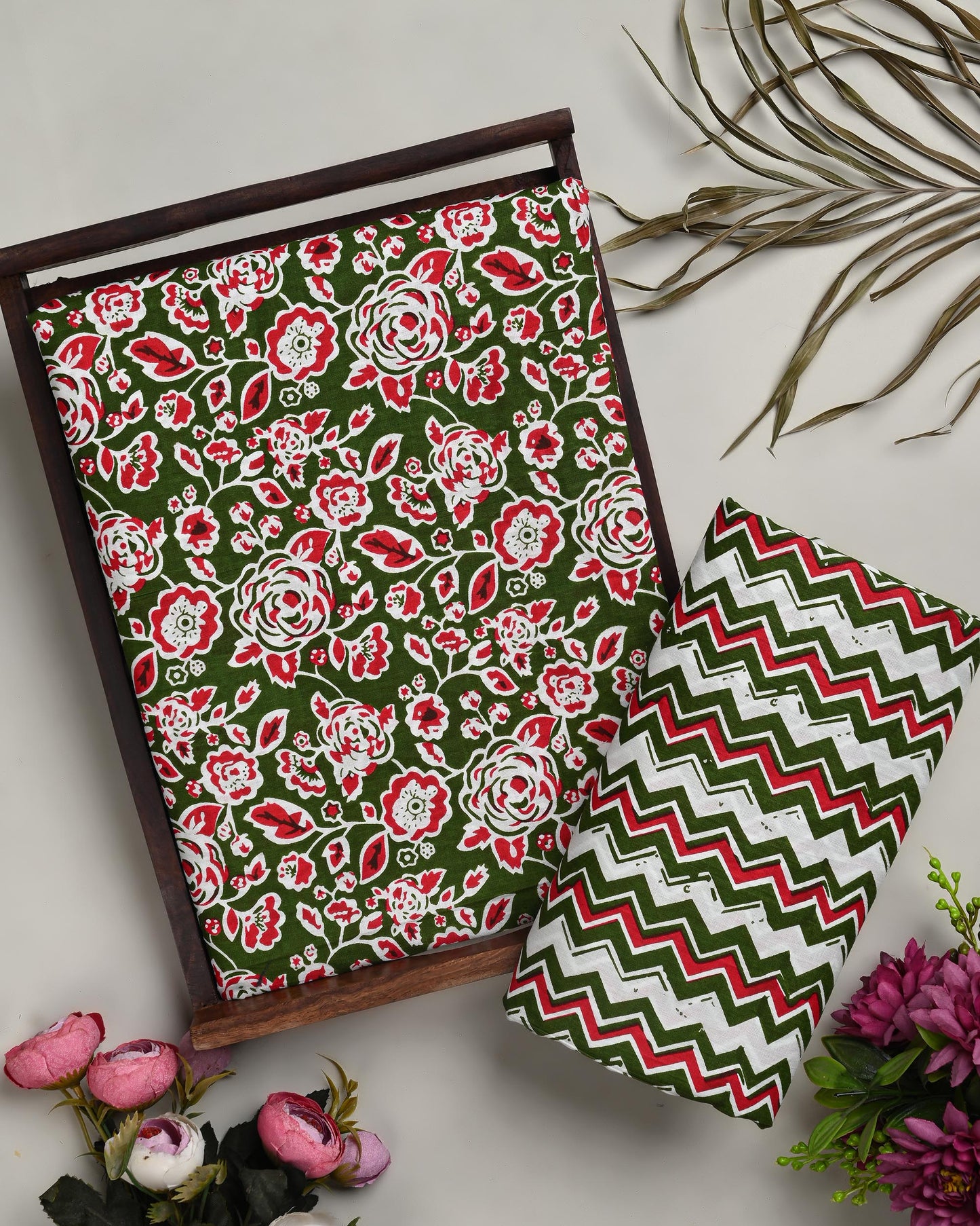Elegant Sanganeri Printed Cotton Suit Top And Bottom Set EATB40
