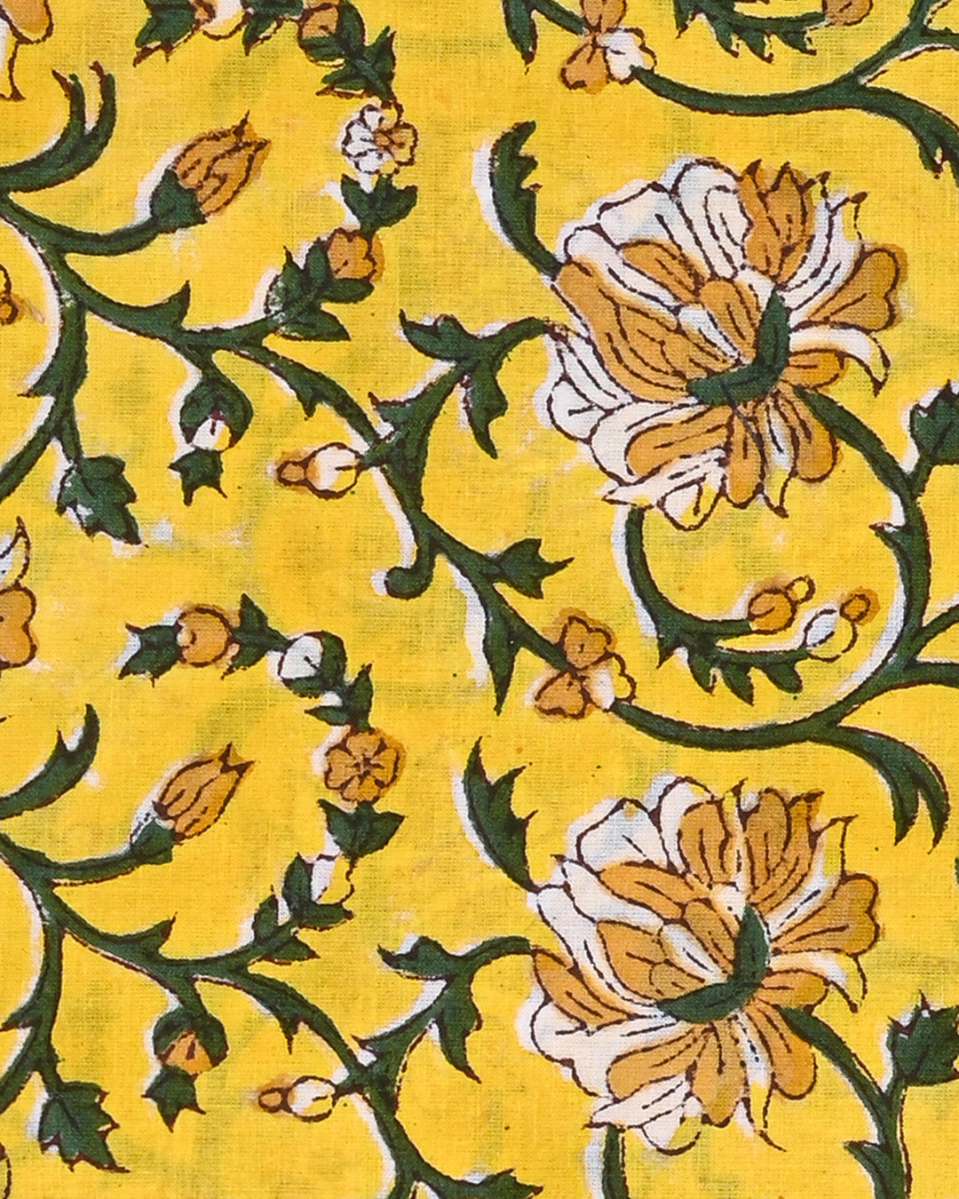New Yellow and White Exclusive Hand Painted Cotton Suit With Kota Doria Dupatta CFCOTKO32