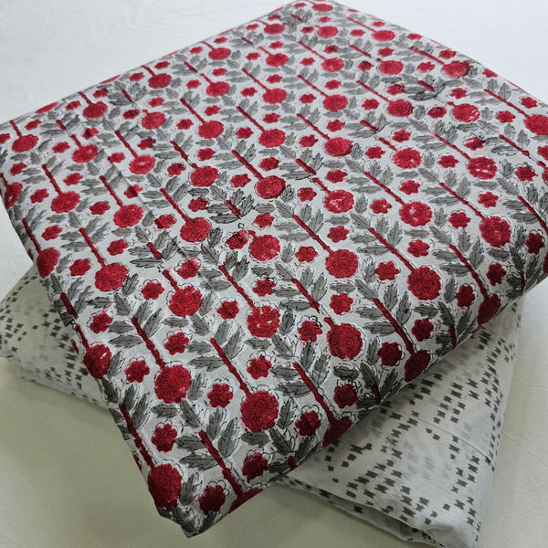 Traditional Sanganeri  Printed Cotton Suit Top And Bottom Set (EATB10)