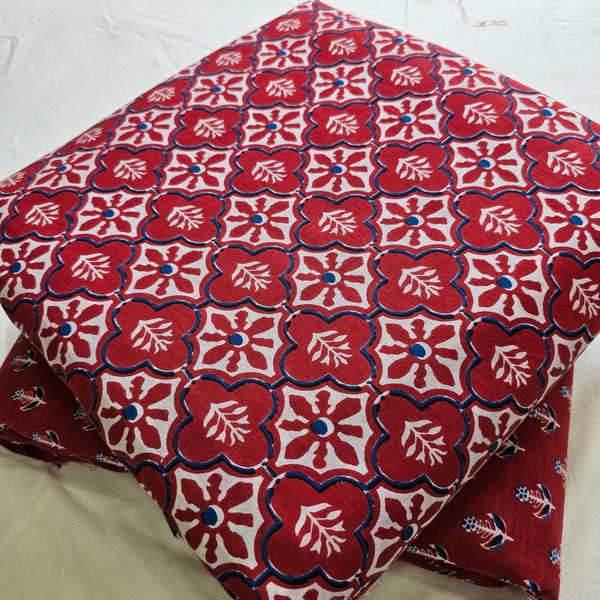 Traditional Sanganeri  Printed Cotton Suit Top And Bottom Set EATB12