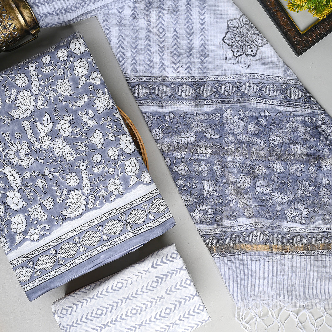Exclusive Hand Block Print Cotton Suit With Kota Dupatta CFCOTKO35