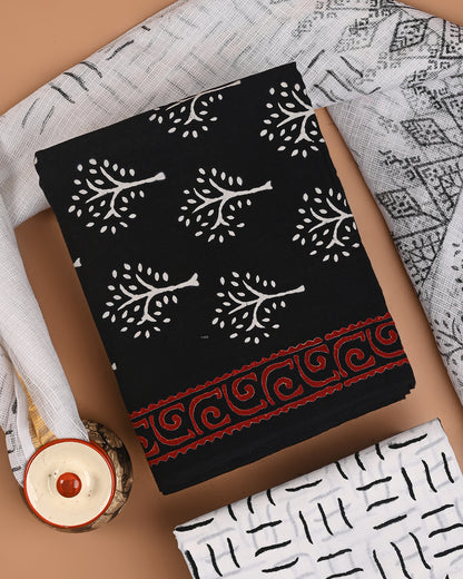 New Black & White Premium Sober Cotton Suit With Kota Doria Dupatta CFCOTKO50