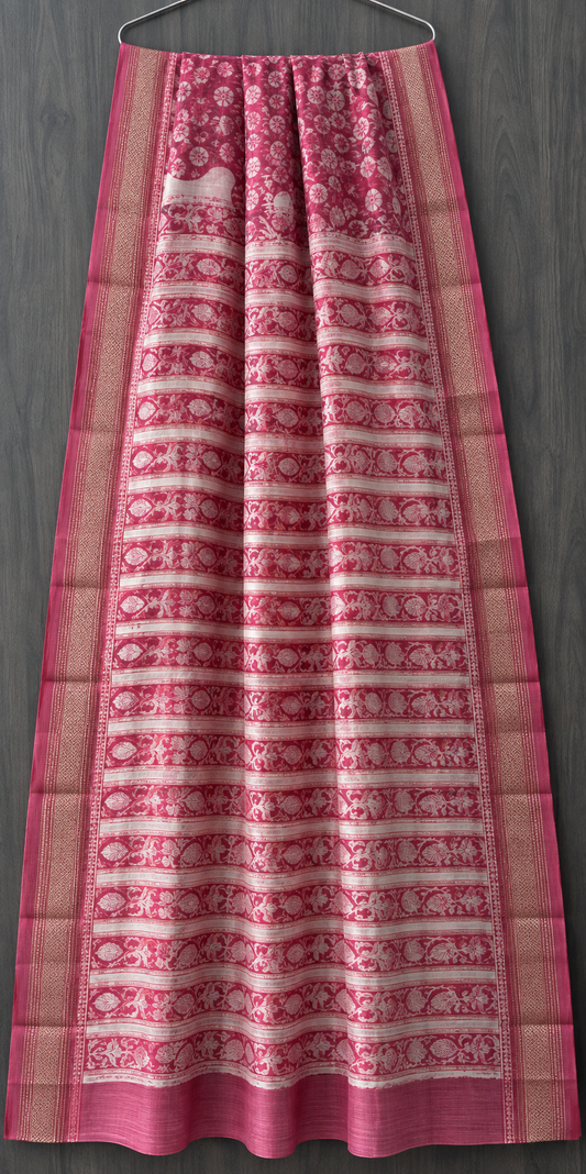 Premium Sanganeri Print Maheshwari Silk Saree (BSMS14)