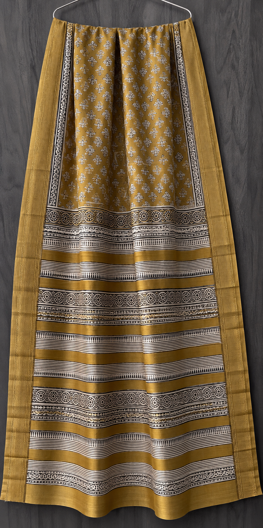 Premium Bagru Print Maheshwari Silk Saree (BSMS19)
