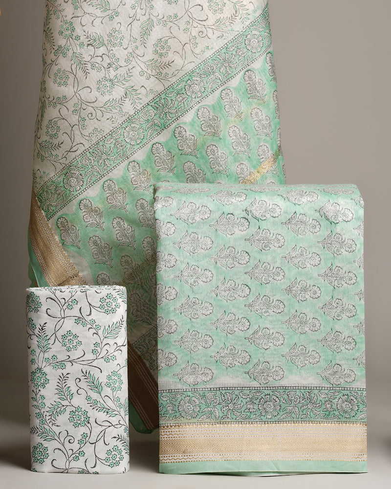 Premium Hand Print Maheshwari Silk Suit Set COMAHMA02