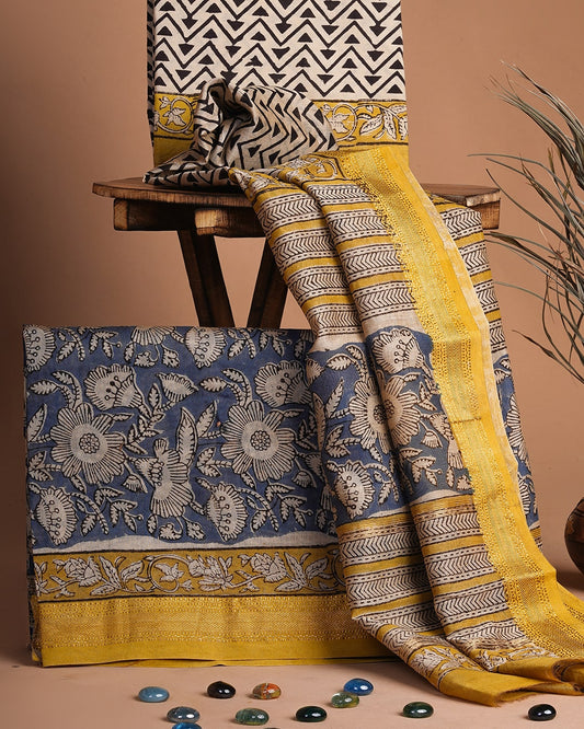 Premium Bagru Print Maheshwari Silk Suit Set (BSMAHMA24)