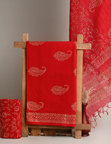 Exclusie Red With Golden   Sanganeri  Print Suit With Kota Doria Dupatta CFCOTKO15
