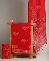 Exclusie Red With Golden   Sanganeri  Print Suit With Kota Doria Dupatta CFCOTKO15