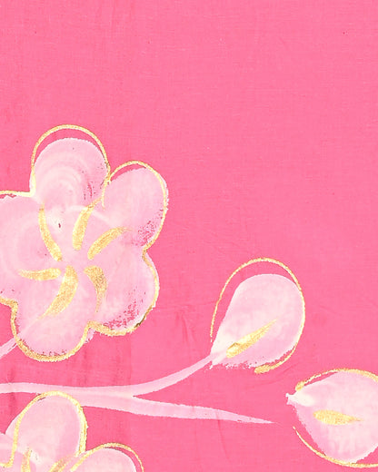 Elegant Pink Hand Painted Cotton Suit With Cotton Dupatta (BSCOTMU62)