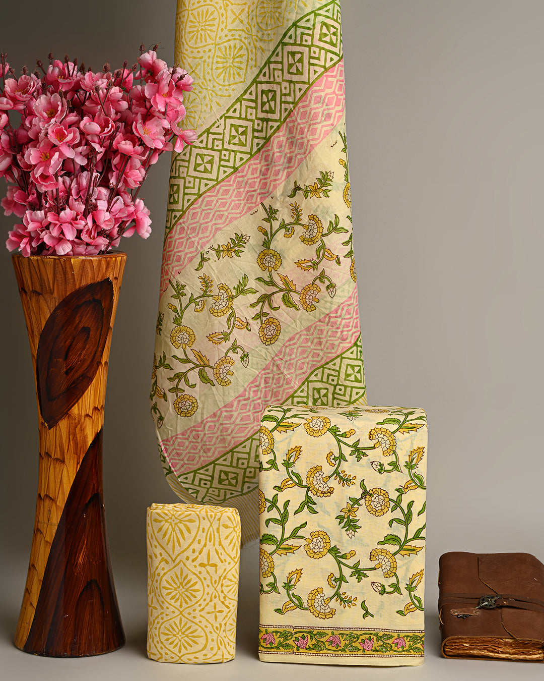 Premium Yellow Floral Cotton Suit With Cotton Dupatta (BSCOTMU49)