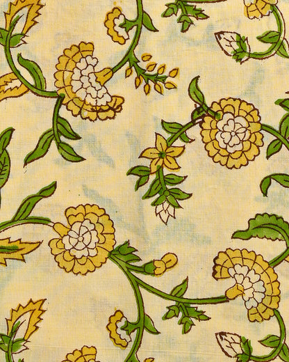 Premium Yellow Floral Cotton Suit With Cotton Dupatta (BSCOTMU49)