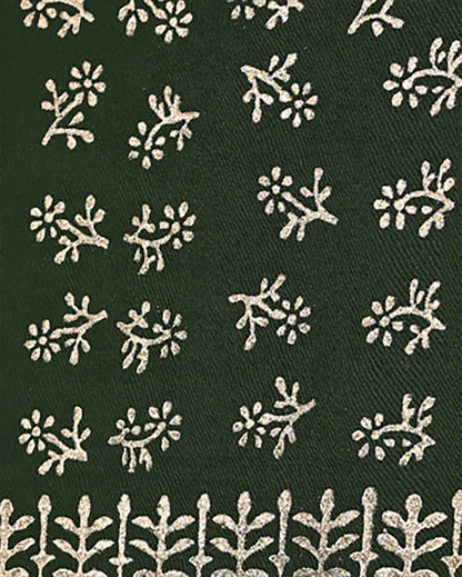 Adorable Green Golden Print Hand Block Printed Cotton Suit With Cotton Dupatta CFCOTMU52