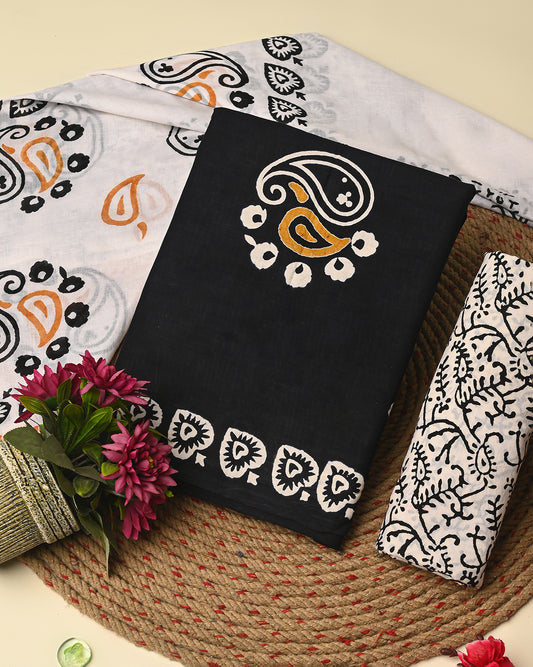 Elegant Hand Block Print Cotton Suit Sets With Cotton Dupatta CFCOTMU02