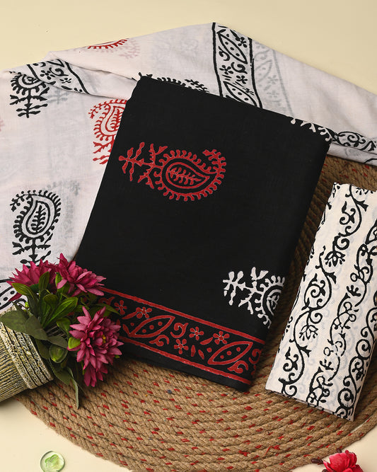 Exclusive Hand Block  Printed Cotton Suit With Cotton  Dupatta CFCOTMU04