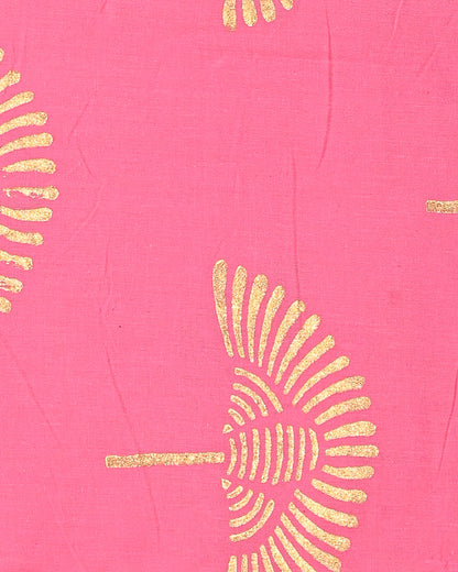 Adorable Pink Golden Print Cotton Suit Sets With Cotton Dupatta CFCOTMU50