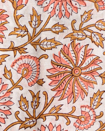 New Multicolour Hand Block Printed Cotton Suit with Chiffon Dupatta (BSCOTCH10)