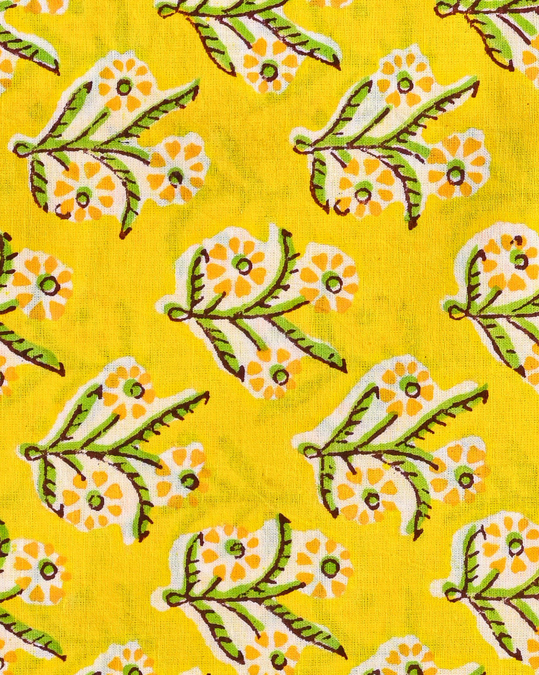 Premium Yellow Hand Block Sanganeri Print Cotton Suit With Chiffon Dupatta BSCOTCH27