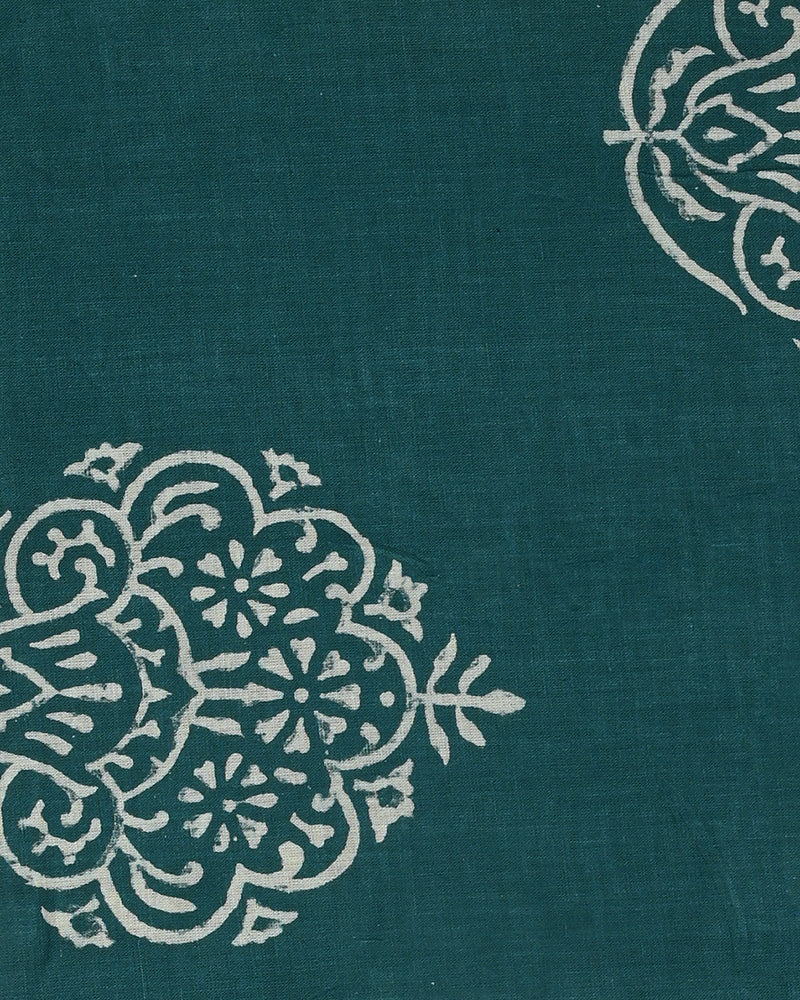 Traditional Green Hand Painted Cotton Sets With Chiffon Dupatt CFCOTCH41